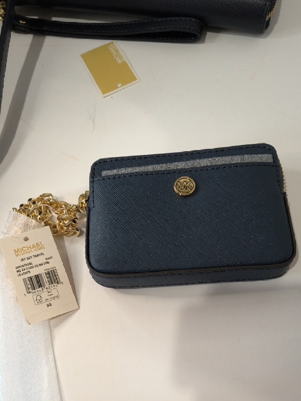 Michael Kors Hudson Navy Dome Satchel with Snake-Print Handles and Gold Hardware - Picture 7 of 17